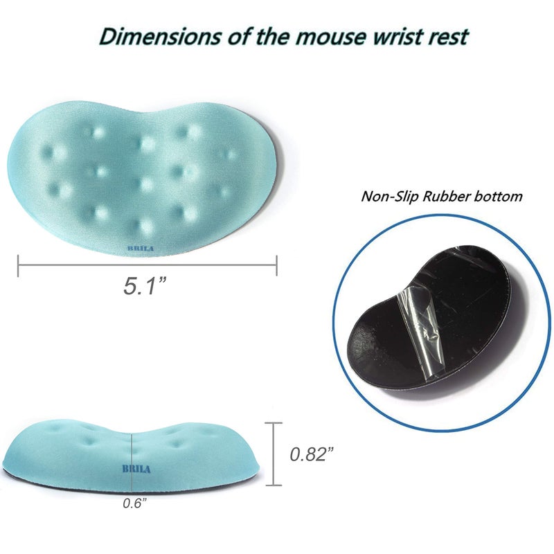 BRILA Ergonomic Memory Foam Mouse Wrist Rest Support Pad Cushion for Computer, Laptop, Office Work, PC Gaming - Massage Holes Design - Wrist Pain Relief (Aquamarine Mouse Wrist Rest) - Image 3